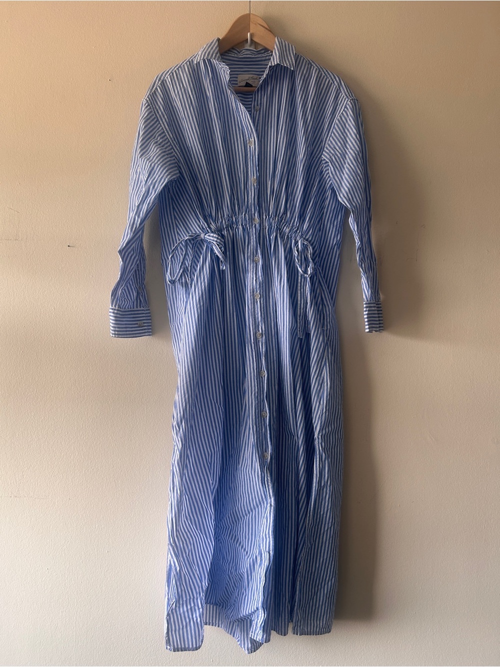 Blue and white Maxi length shirt dress